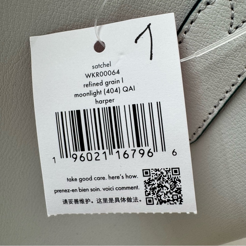NWT Kate Spade Harper Satchel Bag in Moonlight Gray Leather Navy Interior. - Picture 16 of 16